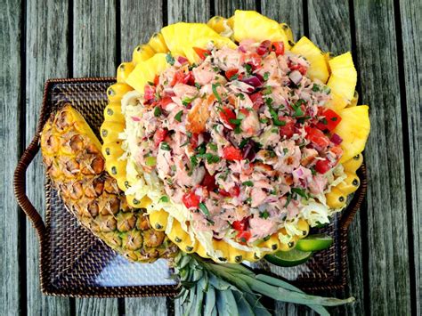 lomi lomi style salmon  weathered grey table