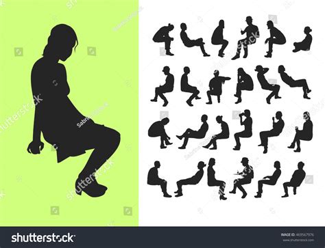 Silhouette Sitting People Side View Stock Vector Royalty Free