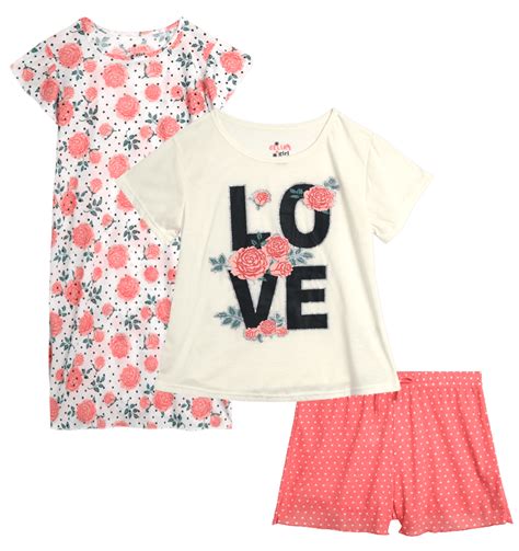 Delia S Girls Pajama Set 3 Piece Sleep Shirt Lounge Shorts And Nightgown 4 16