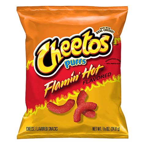 Cheetos Puffs Flamin Hot Flavored Cheese Flavored Snacks 0 87 Oz Casey S Foods