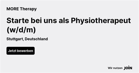 MORE Therapy (Stuttgart): Starte bei uns als Physiotherapeut (w/d/m)