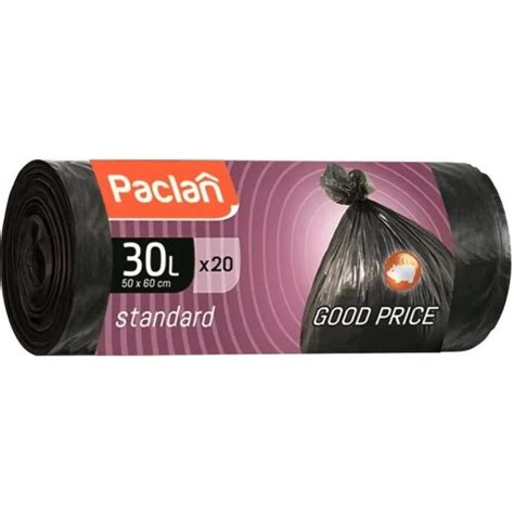 Мешки для мусора Paclan STANDART 30 л, 50х60 см, 20 шт. ПНД чер ...