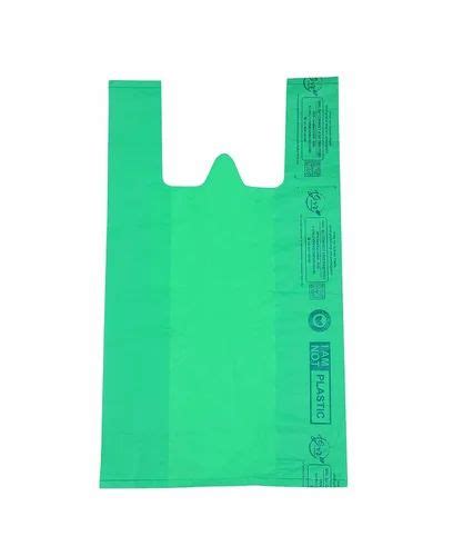 W Cut Printed Green Compostable Biodegradable Carry Bag Size In