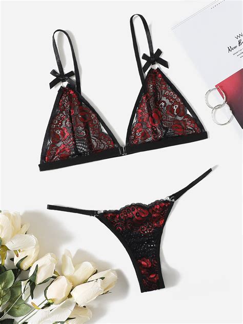 Floral Lace Harness Lingerie Set