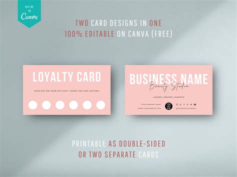 Editable Loyalty Card Template Beauty Salon Stamp Card Design Etsy