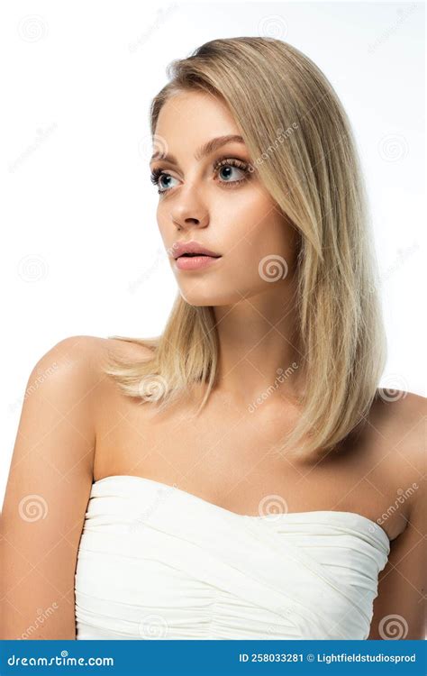 Portrait Of Blonde Woman With Bare Stock Image Image Of Beauty Portrait 258033281