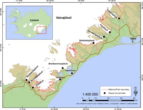 Map of the Vatnajökull region showing the different glacier sites... | Download Scientific Diagram