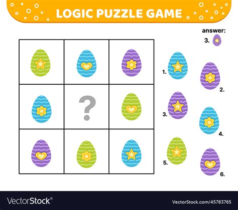 Logic puzzle game easter eggs for kids cartoon Vector Image