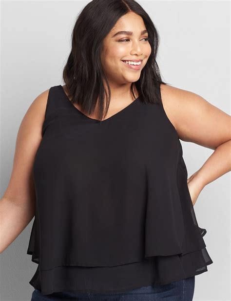 Lane Bryant Lane Essentials Double Layer V Neck Swing Tank Shopstyle