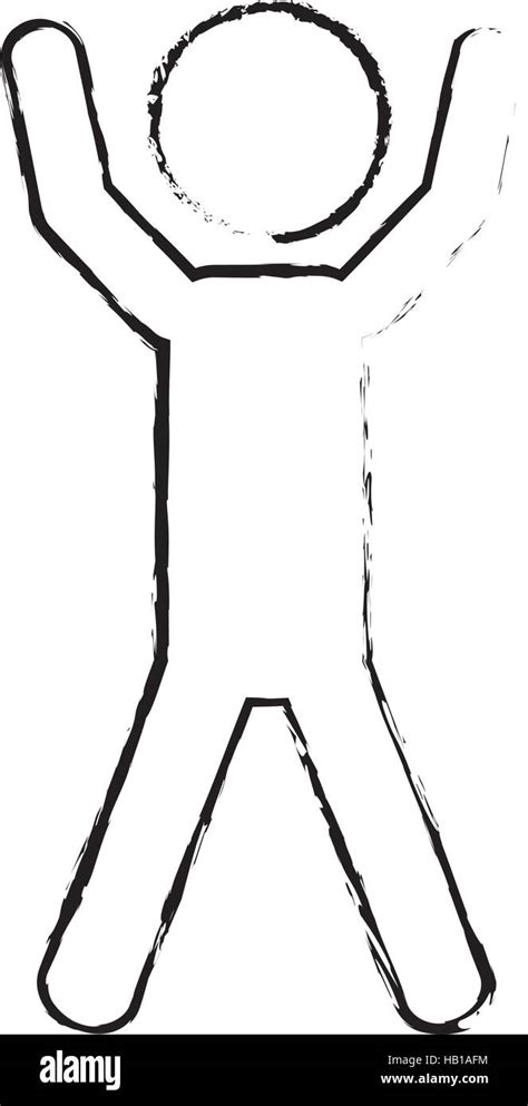 Figure Of Person With Arms Up Over White Background Vector