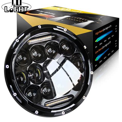 CO LIGHT 7inch Round Led Headlight High Low Beam 75W 35W Halo Angle Eye