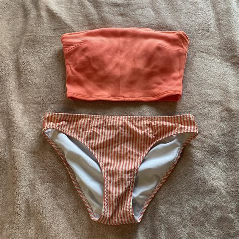 Coral Bikini Set Both Xs Depop