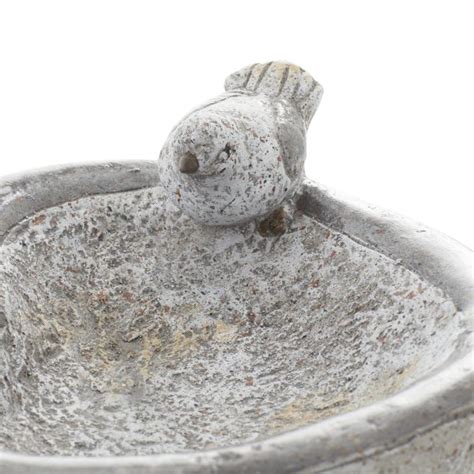 Gray Poly Stone Bird Bath Bowl Garden Sculpture