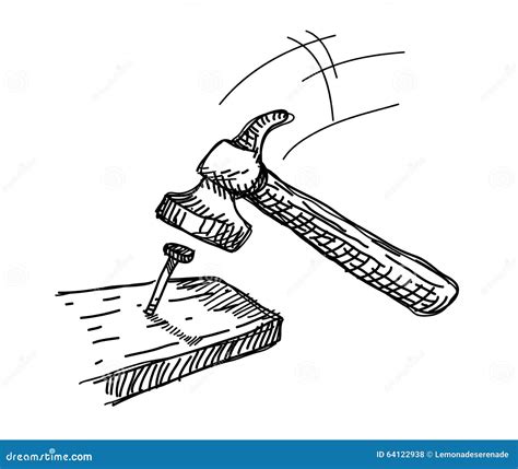 Hammer And Nail Doodle Stock Vector Illustration Of Cartoon 64122938