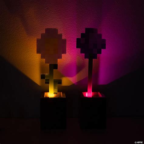 Minecraft Daisy And Allium Flower Pot Mood Lights Set Of 2 Oriental Trading