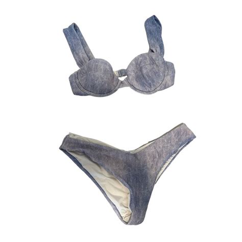 WeWoreWhat Swim Weworewhat Swimsuit Bikini Top Bottom Set Blue Poshmark