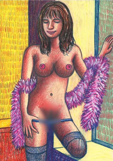 ORIGINAL AKTZEICHNUNG PASTELL NU DESSIN NUDE FEMALE DRAWING SENBEI Art