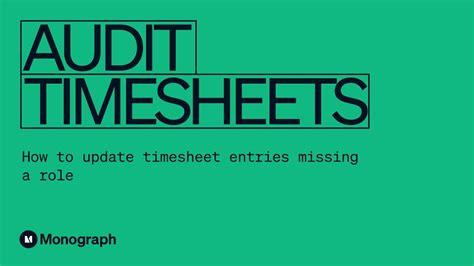 How To Use Audit Timesheets In Monograph Youtube