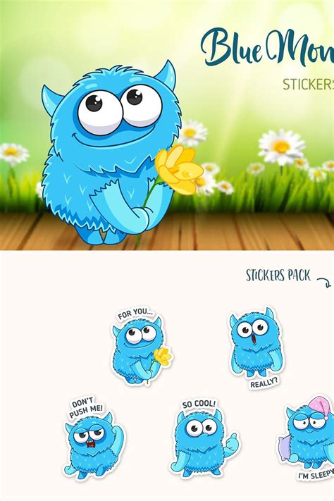 Blue Monster Emotional Stickers Set – MasterBundles