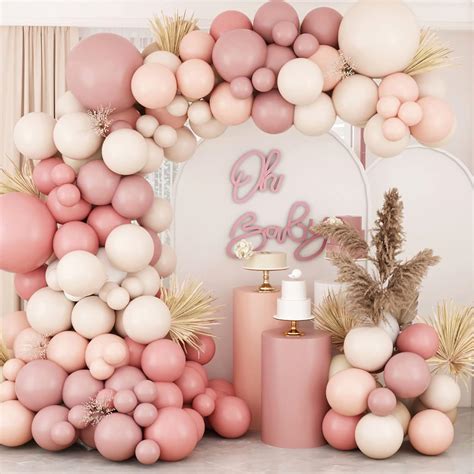 Amazon Inch Boho Dusty Rose Pink Nude Mauve Neutral Brown Ivory White Balloons Balloon
