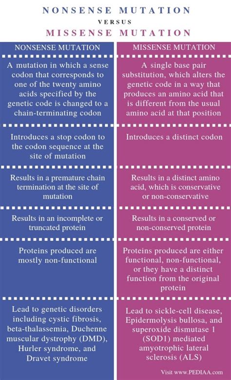 What is the Difference Between Nonsense and Missense Mutation - Pediaa.Com