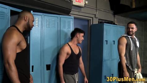 Gay Locker Room Threesome Interracially Fuck