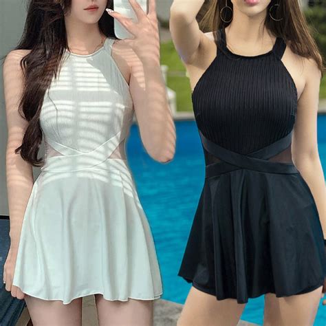 Hàng QCCC đẹp Video Bộ bơi bikini liền thân hở lưng cổ yếm ren eo