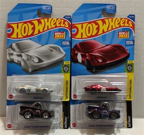 Hot Wheels Classic Tv Series Batmobile Tooned Coupe Clip Silver Red Lot Of New