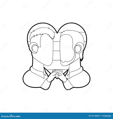 Icono Gay De Los Pares Estilo Del Esquema Stock de ilustración Ilustración de individuo