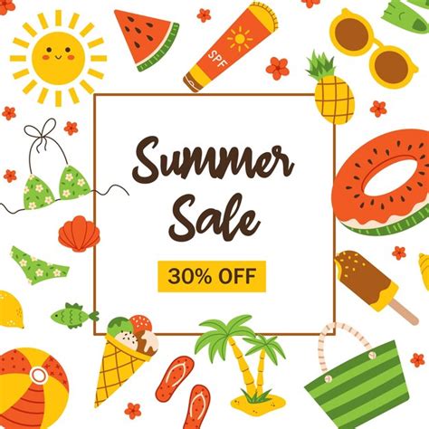 Premium Vector Hot Summer Sale Invitation For Shopping With 30