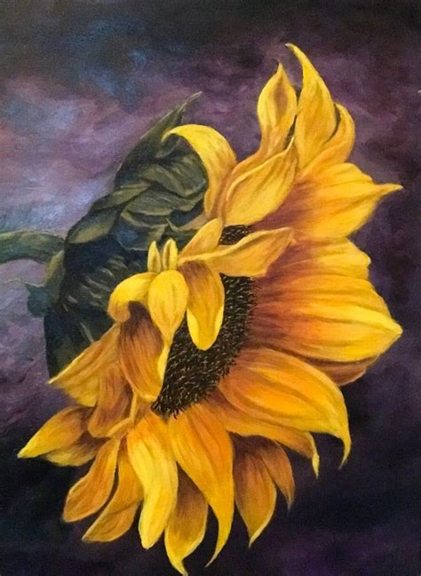 Sunflower Painting Original on Canvas, Large Flower Landscape, Floral Wall Art, Home Decor ...