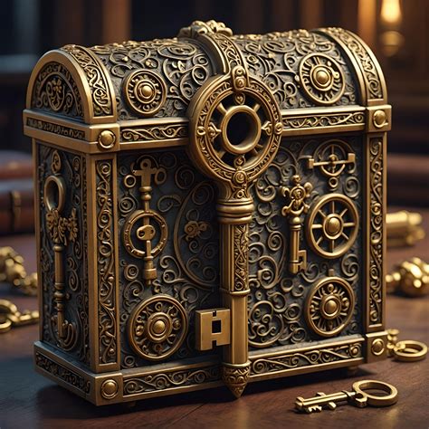 A giant (key:1.2) shaped like a treasure chest with intricate carvings