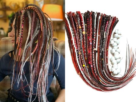 Boho Hippy Red Synthetic Dreads Dreadlock Extensions Double Etsy