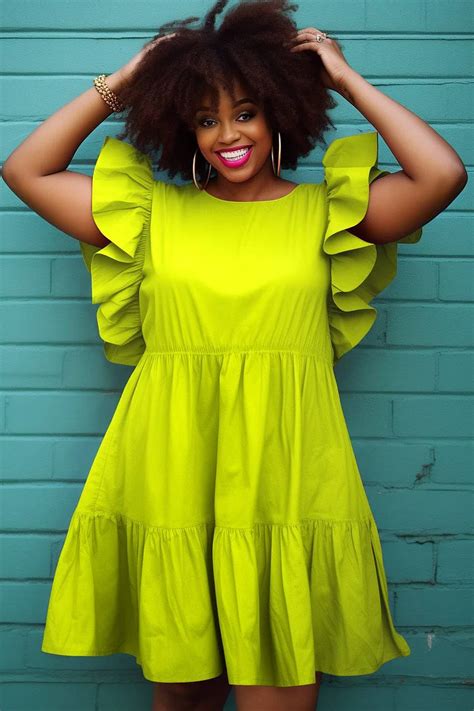 Xpluswear Design Plus Size Vacation Hot Pink Round Neck Flutter Sleeve Short Sleeve Ruffle Mini