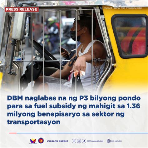 Dbm Naglabas Na Ng P Bilyong Pondo Para Sa Fuel Subsidy Ng Mahigit Sa