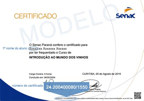 Senac Pr Valida O De Certificados