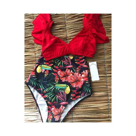 Z kwiatowym wzorem potargany Hem Bikini Set kobiety Flora V neck z wysokim stanem dwuczęściowy