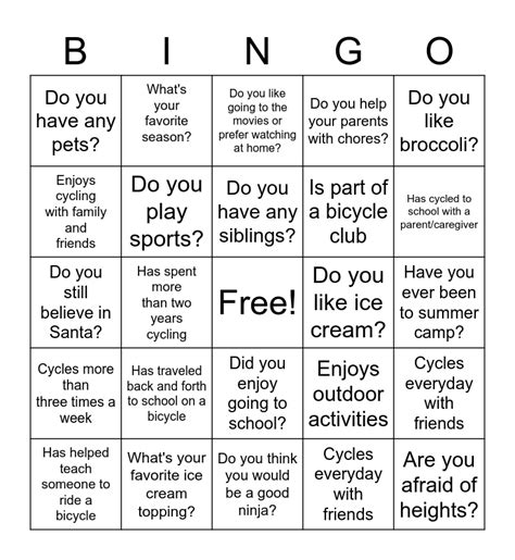 Get To Know Each Other Bingo Card