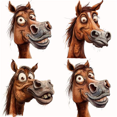 Quirky Horse Clip Art ,watercolor Laughing Horse Face Illustration PNG ...