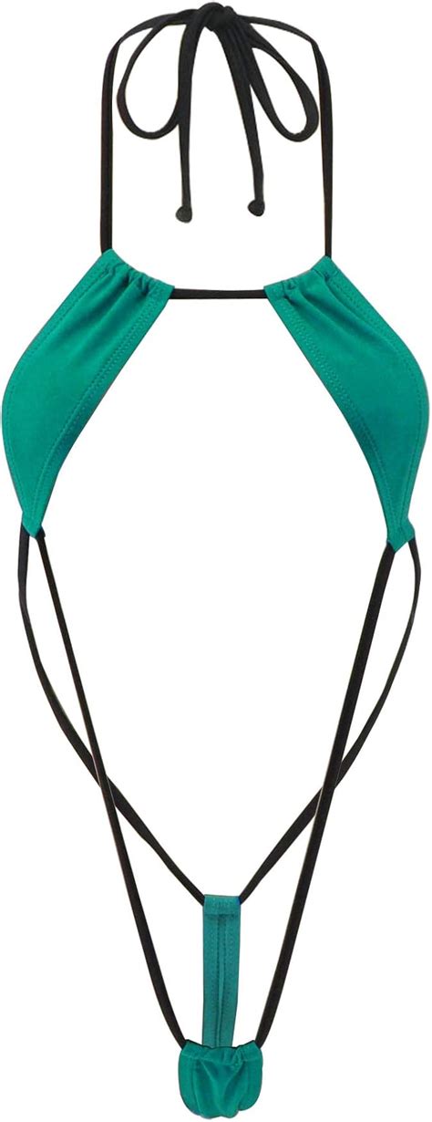 Sherrylo Extreme Micro Monokini Bikini Slingshot Mini G String Thong Swim Lingeries Green