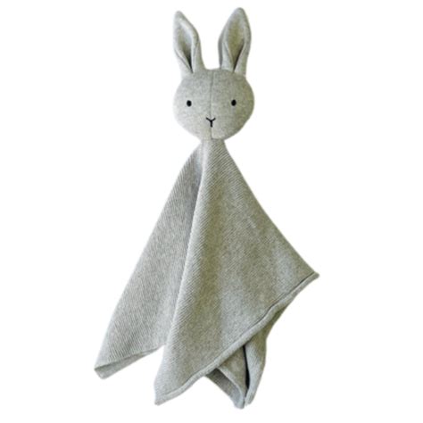 Organic Cotton Baby Lovey Grey Bunny Freshie And Zero