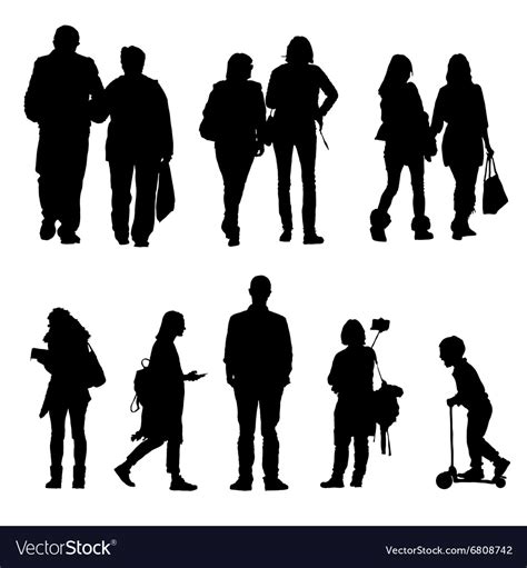 People Silhouette Walking And Couple Royalty Free Vector