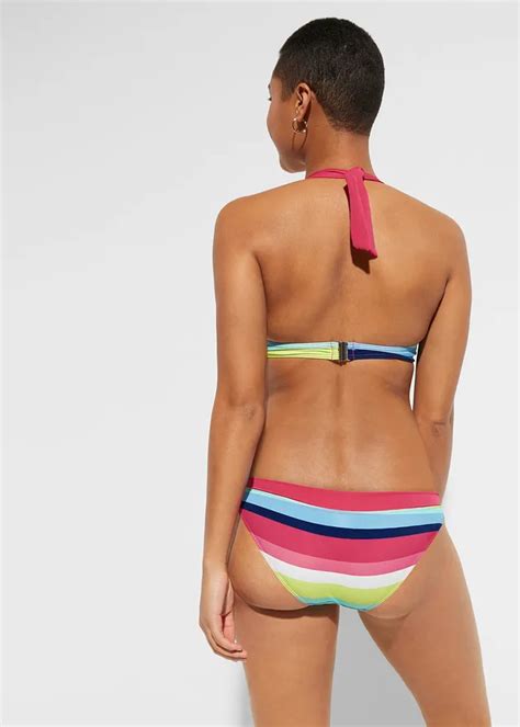 Biustonosz bikini z ramiączkami łączonymi na szyi z poliamidu z recyklingu cena 44 99 zł