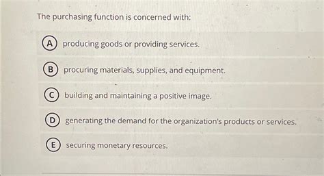 Solved The Purchasing Function Is Concerned Withproducing