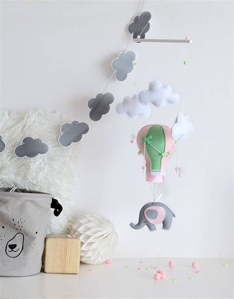 Baby Mobile Hot Air Balloon Mobile Elephant Mobile Etsy