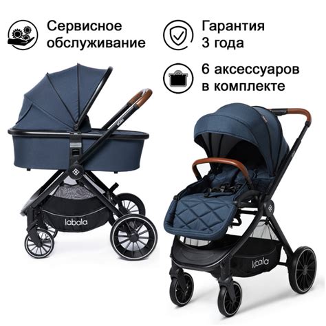 Коляска для новорожденных 2 в 1 Labala Born Jean Blue, синяя - купить с ...
