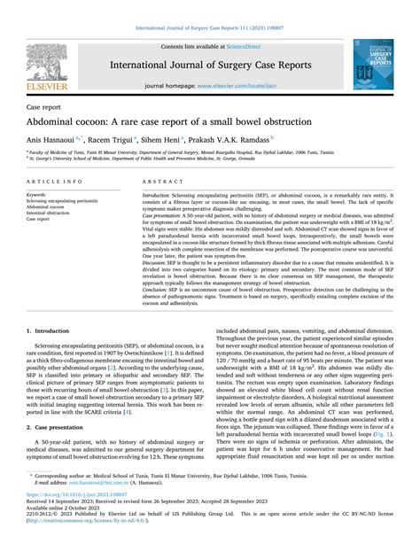 Pdf Abdominal Cocoon A Rare Case Report Of A Small Bowel Obstruction