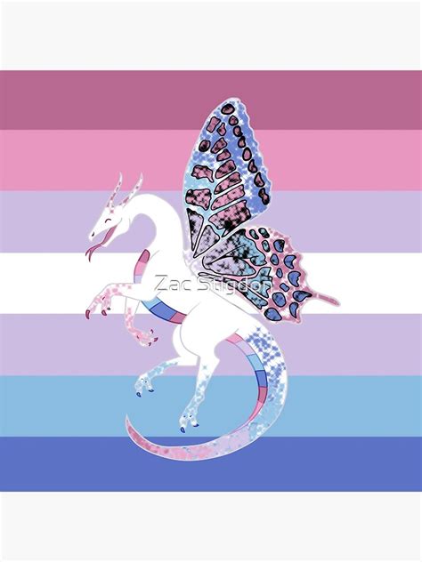 Bigender Pride Fae Dragon With Flag Poster For Sale By Stupidmasky