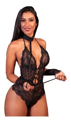 Fantasia Sexy Acorrentada Lingerie Body Renda Sedutora Parcelamento