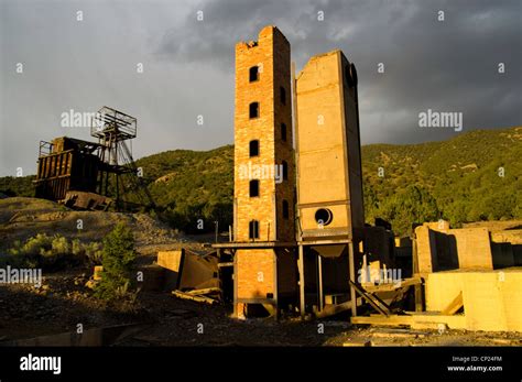 Head Frame And Ore Processor At The Kelly Mine Kelly New Mexico Stock